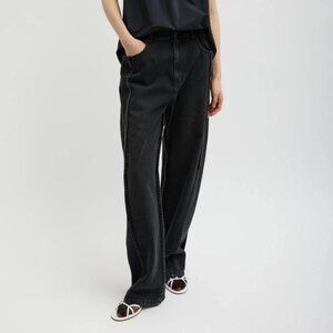 Tibi Vintage Black Denim Tuck Jean Short